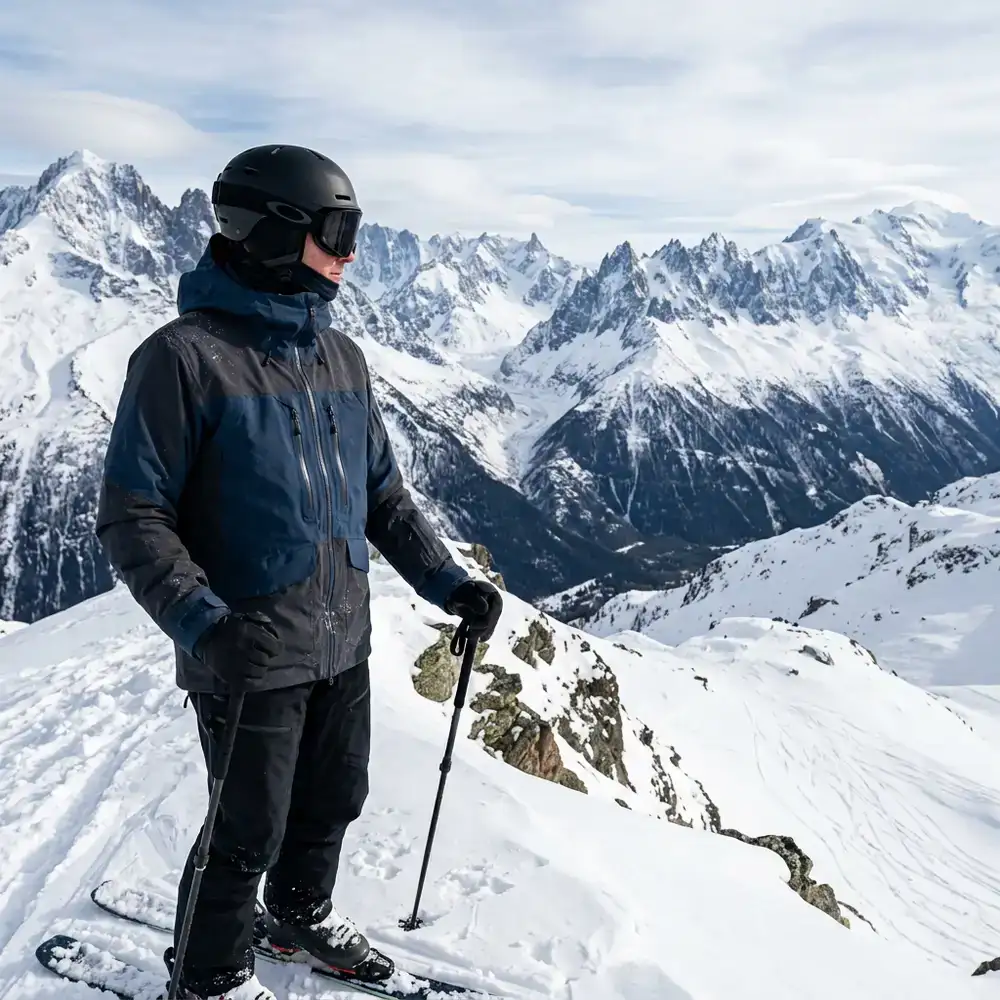 Technical winter jacket for skiing and snowboarding