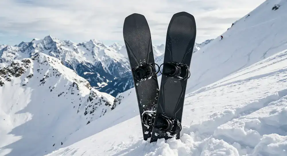 Aggressive all-mountain snowboard with carbon detailing